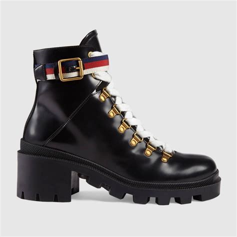 gucci buckled leather ankle boots|Gucci combat boots for women.